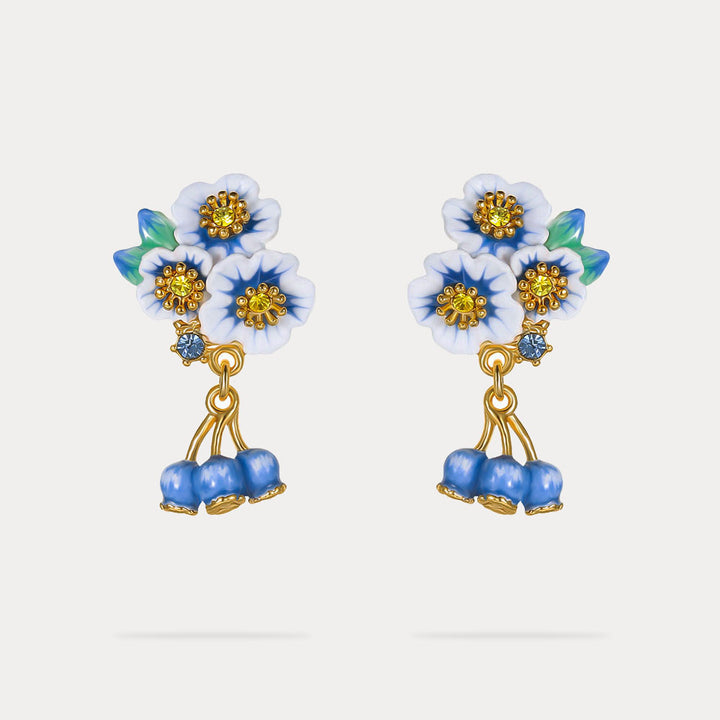 Selenichast Enamel Flower Blueberry Earrings