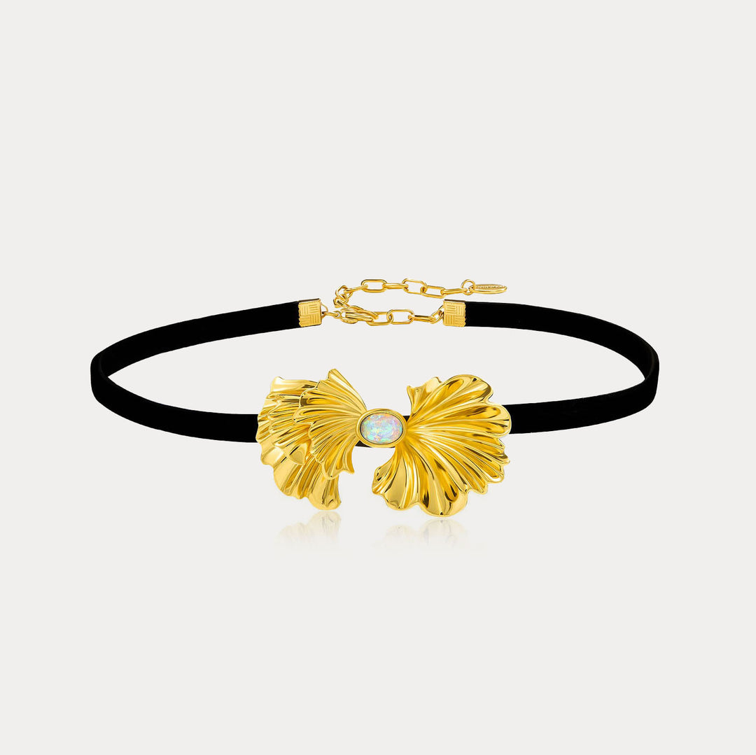 Selenichast Ginkgo leaf Opal Choker