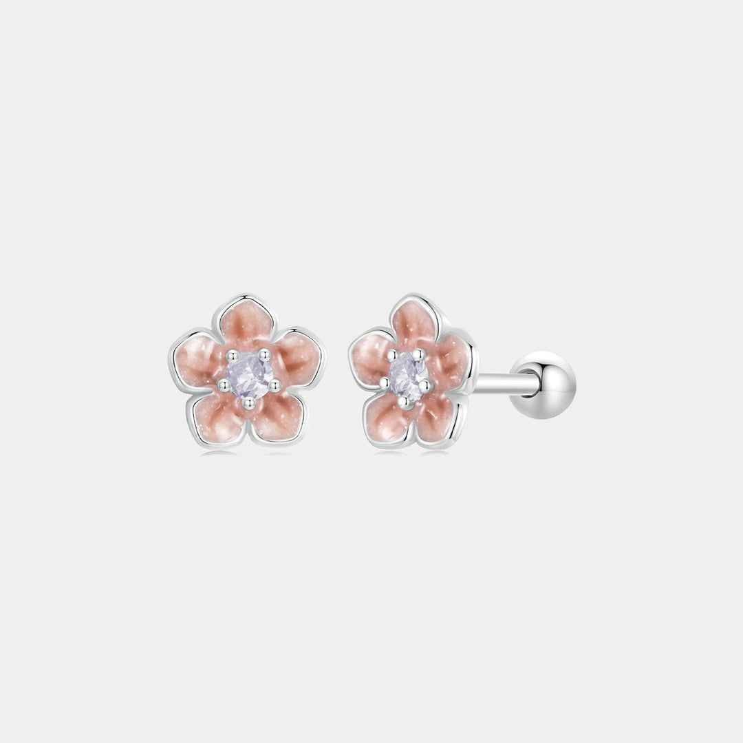 Selenichast Silver Sakura Stud Earrings
