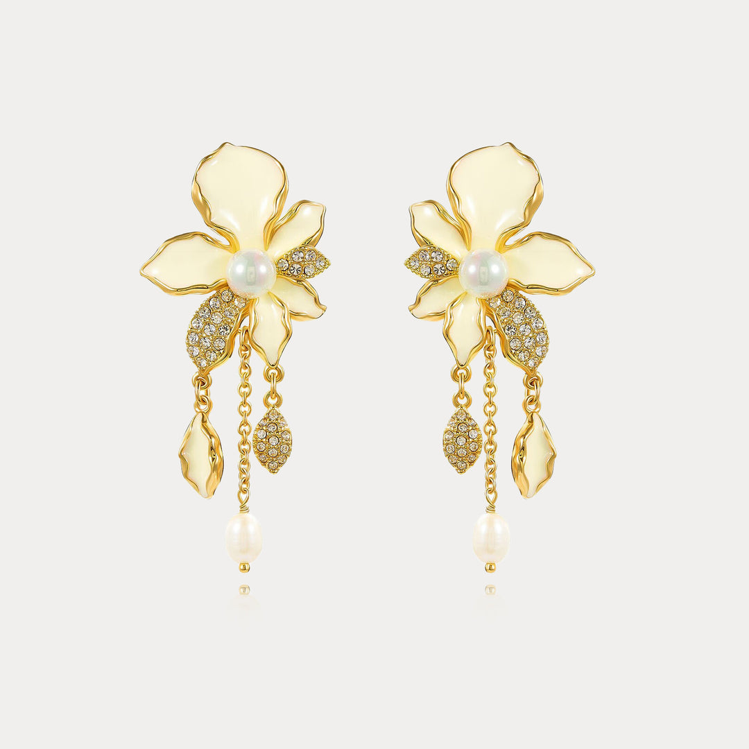 Selenichast Iris Pearl Drop Earrings