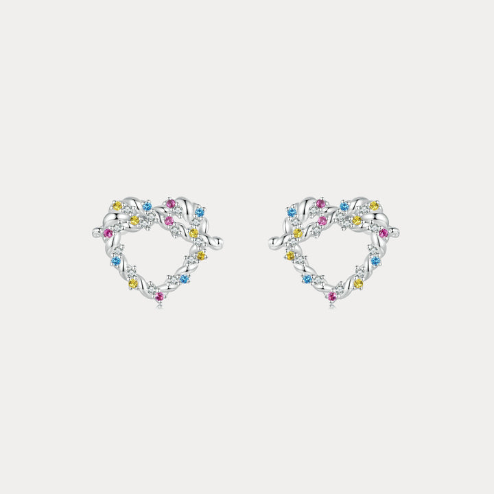 Selenichast Colorful Heart Twist Stud Earrings