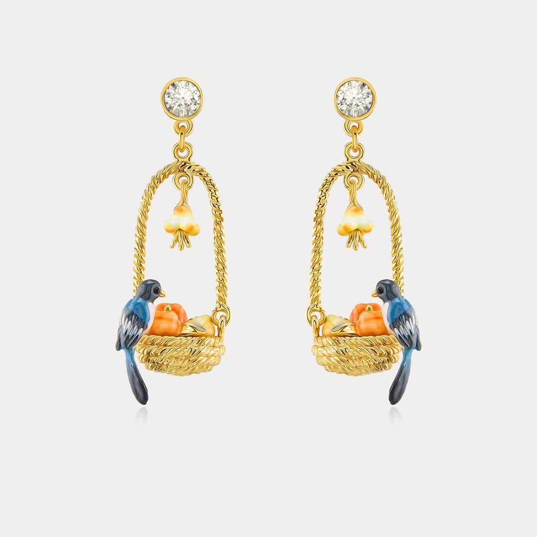 Selenichast Magpie & Persimmon Basket Earrings