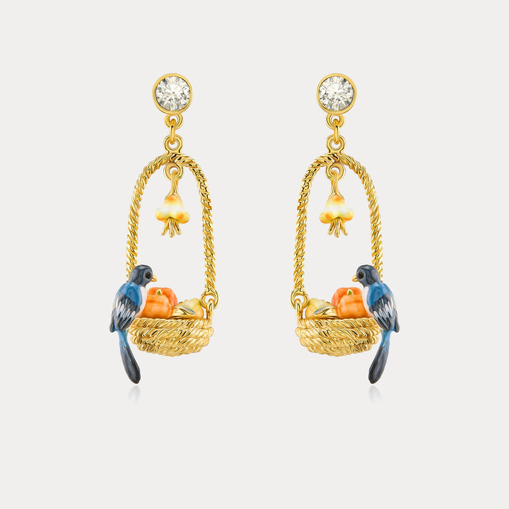 Selenichast Magpie & Persimmon Basket Earrings