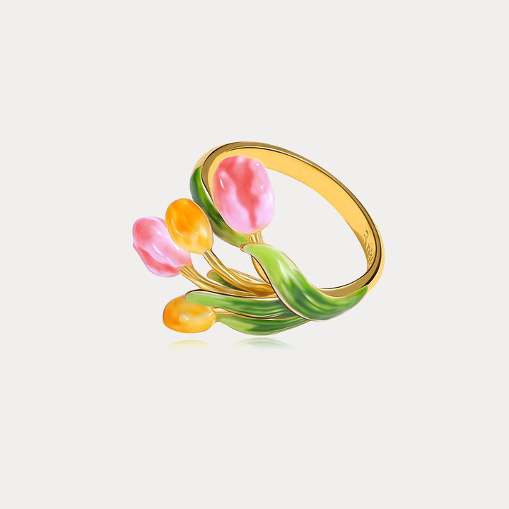 Enamel Tulip Ring