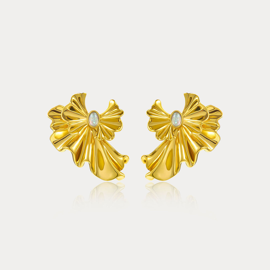Selenichast Ginkgo leaf Opal Earrings