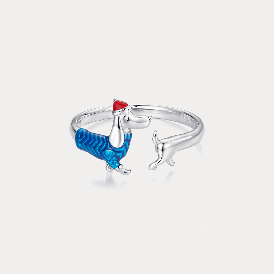 Selenichast Christmas Dachshund Ring