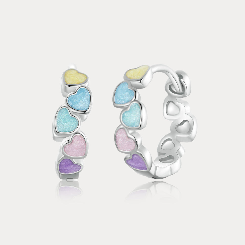 Selenichast Rainbow Heart Hoop Earrings