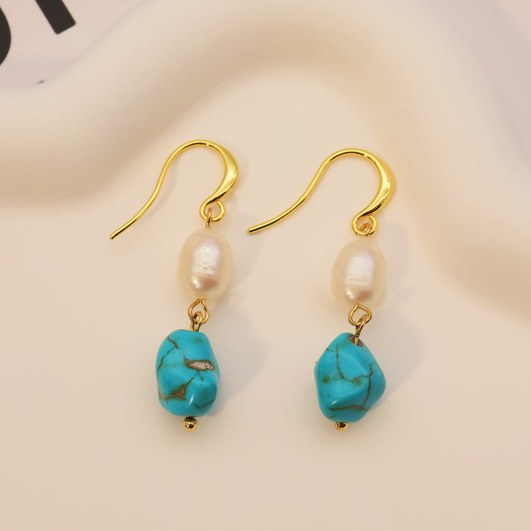 Selenichast Turquoise Hook Earrings Summer Jewelry