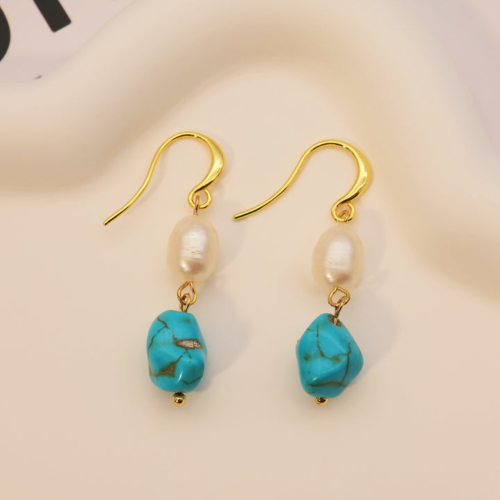 Selenichast Turquoise Hook Earrings Summer Jewelry