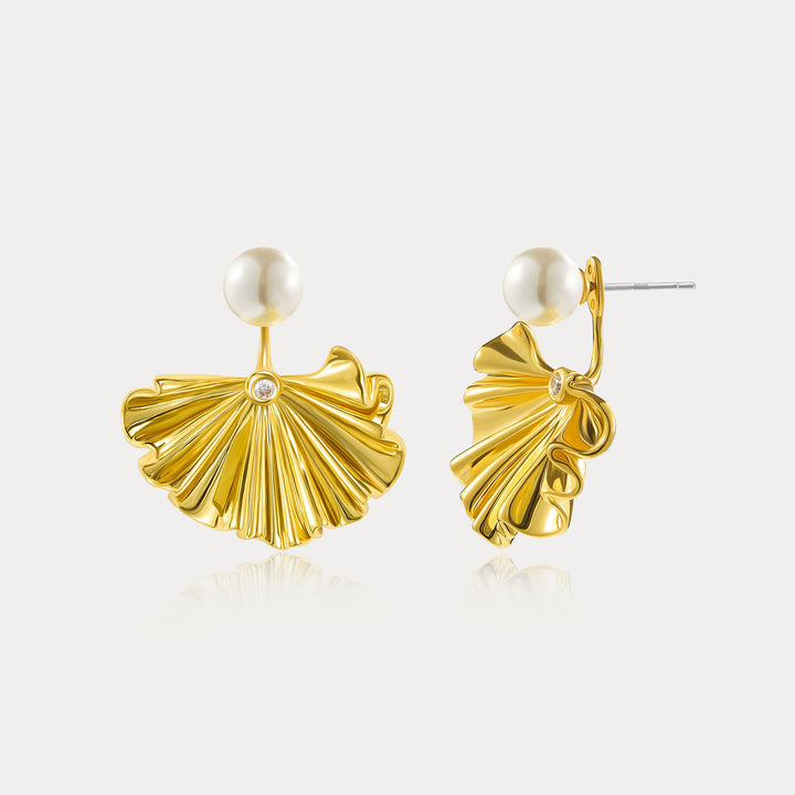 Ginkgo leaf Pearl Earrings Gift For Her
