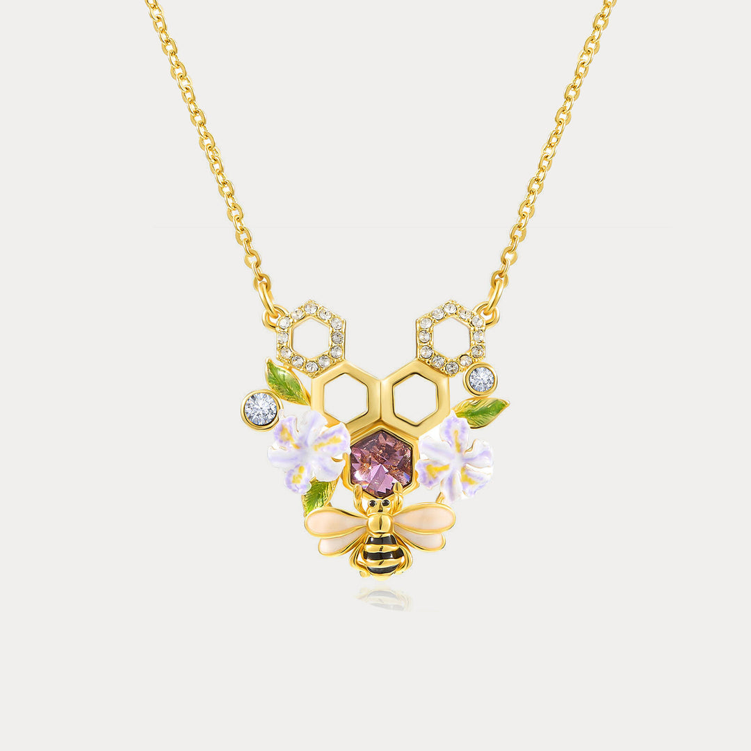 Selenichast Iris Flower Bee Necklace