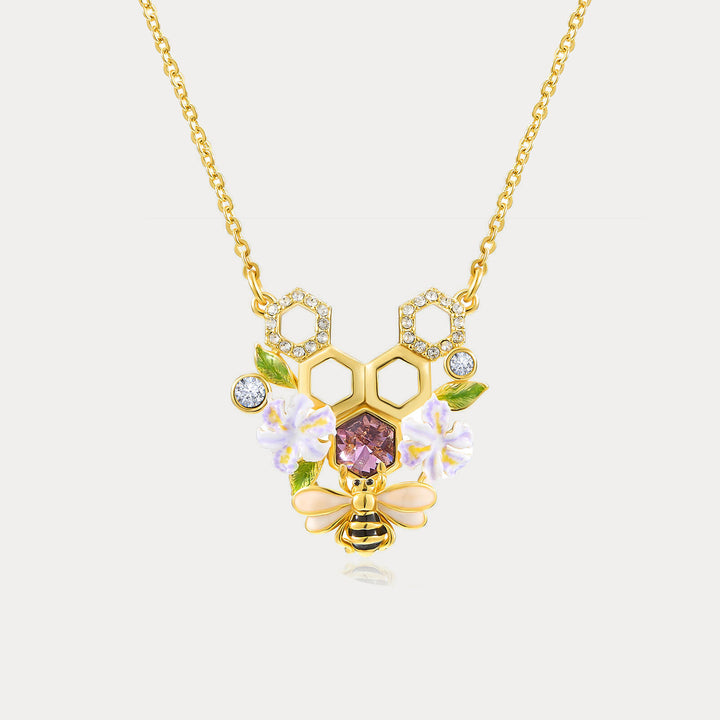 Selenichast Iris Flower Bee Necklace