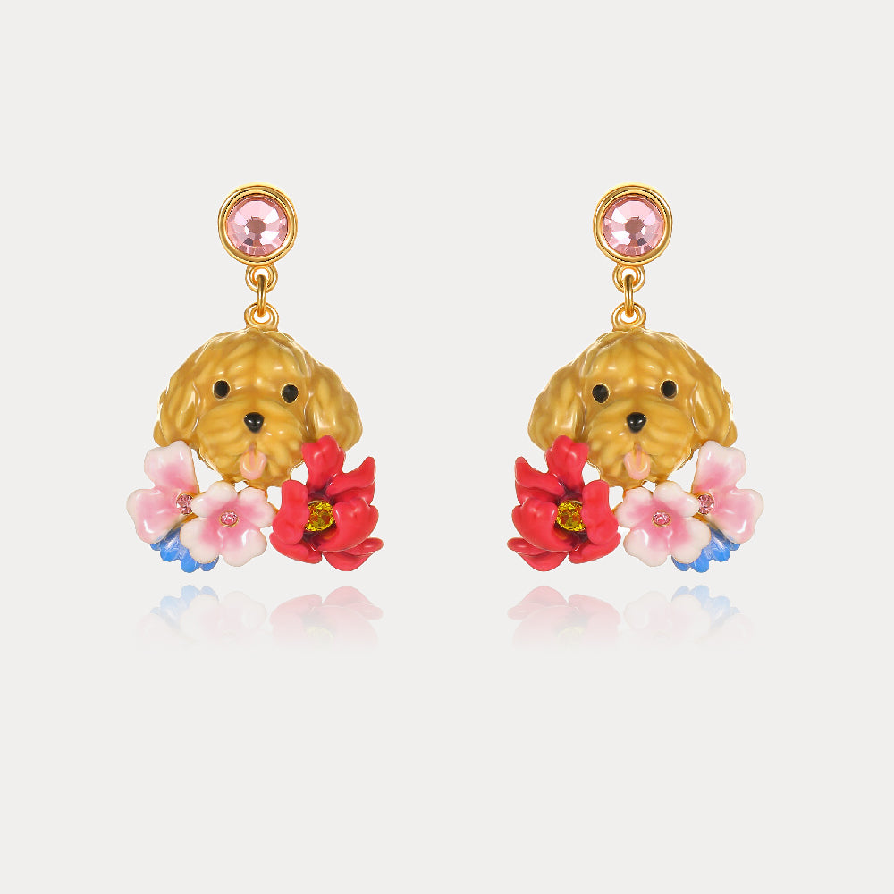 Selenichast Flower Goldendoodle Dog Earrings for Women