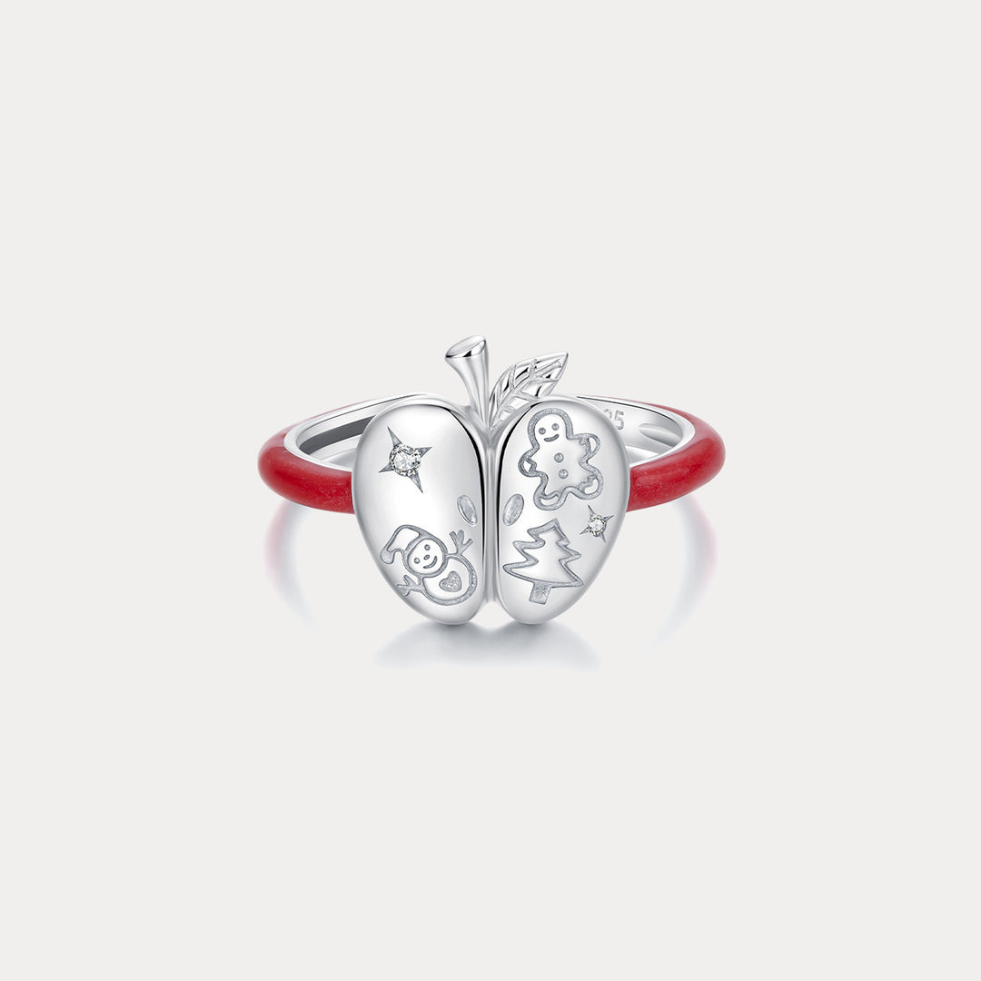 Selenichast Silver Christmas Apple Ring