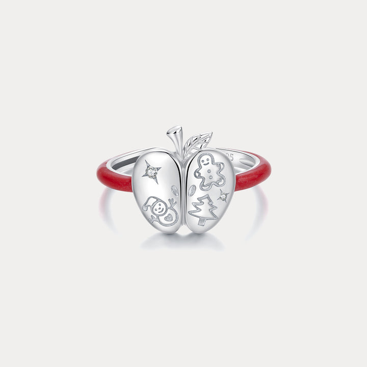 Selenichast Silver Christmas Apple Ring