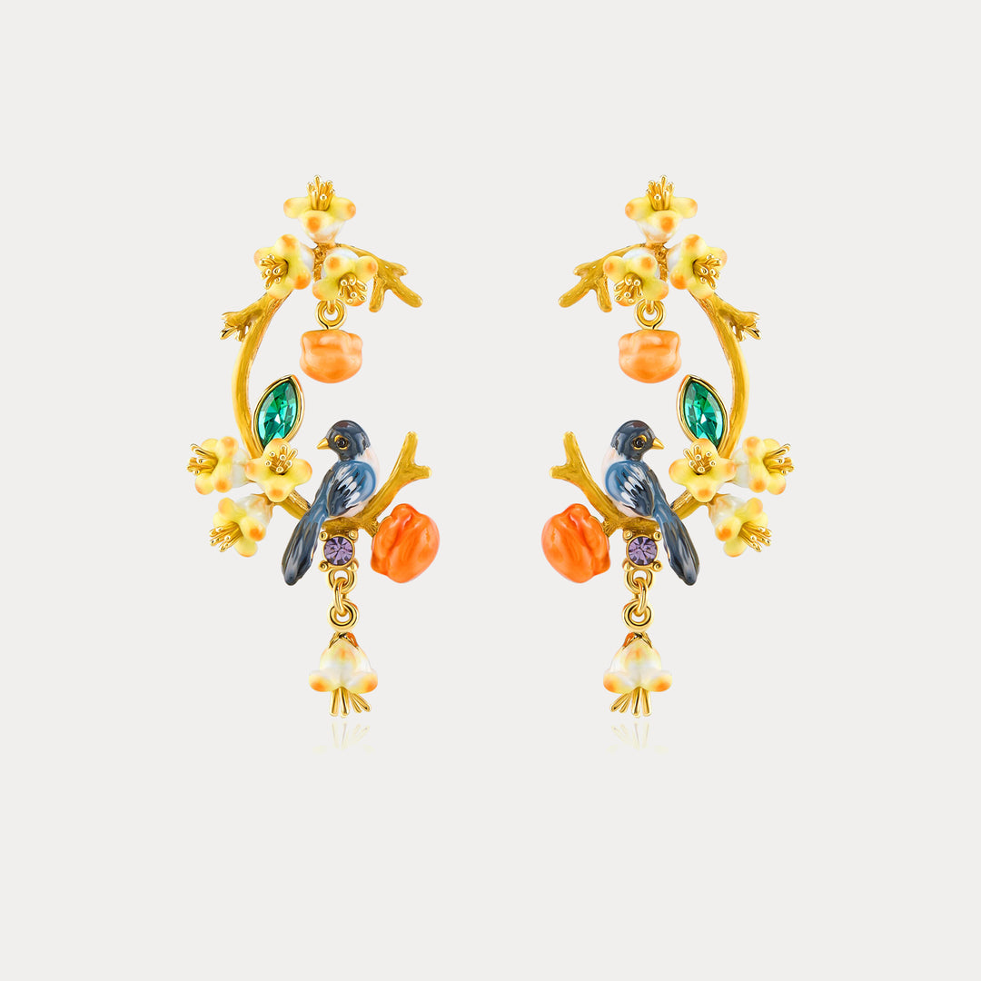 Selenichast Magpie & Persimmon Blossom Earrings