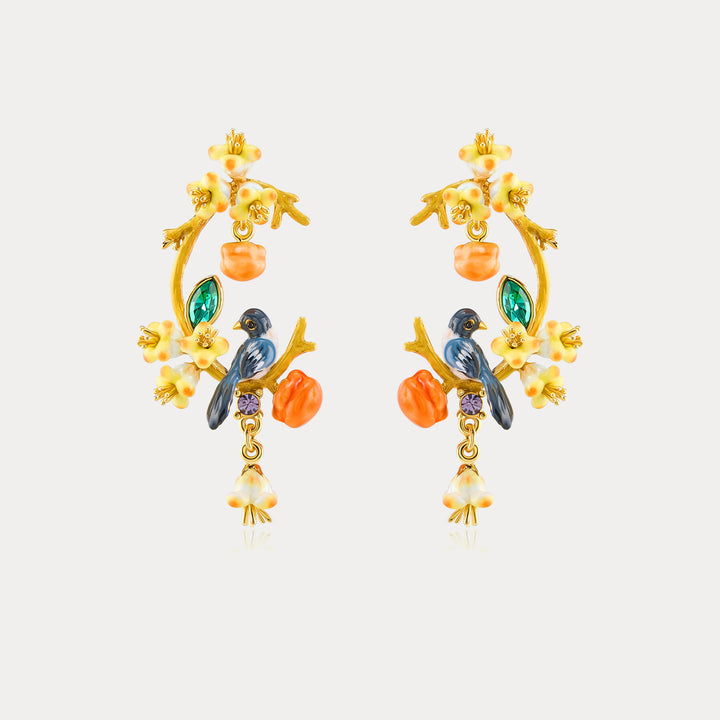 Selenichast Magpie & Persimmon Blossom Earrings