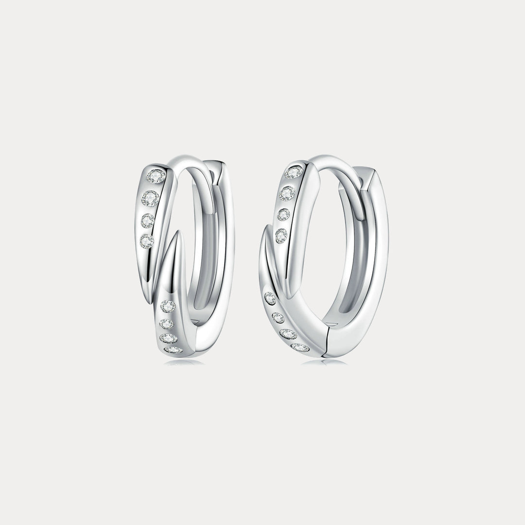 Selenichast Silver Punk Spike Hoop Earrings