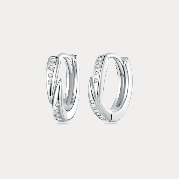 Selenichast Silver Punk Spike Hoop Earrings