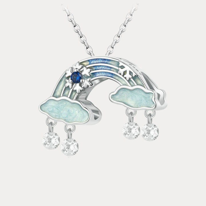 Selenichast Silver Snowflake Rainbow Necklace