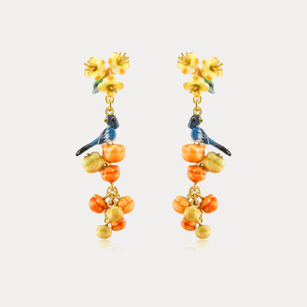 Selenichast Magpie & Persimmon Dangle Earrings