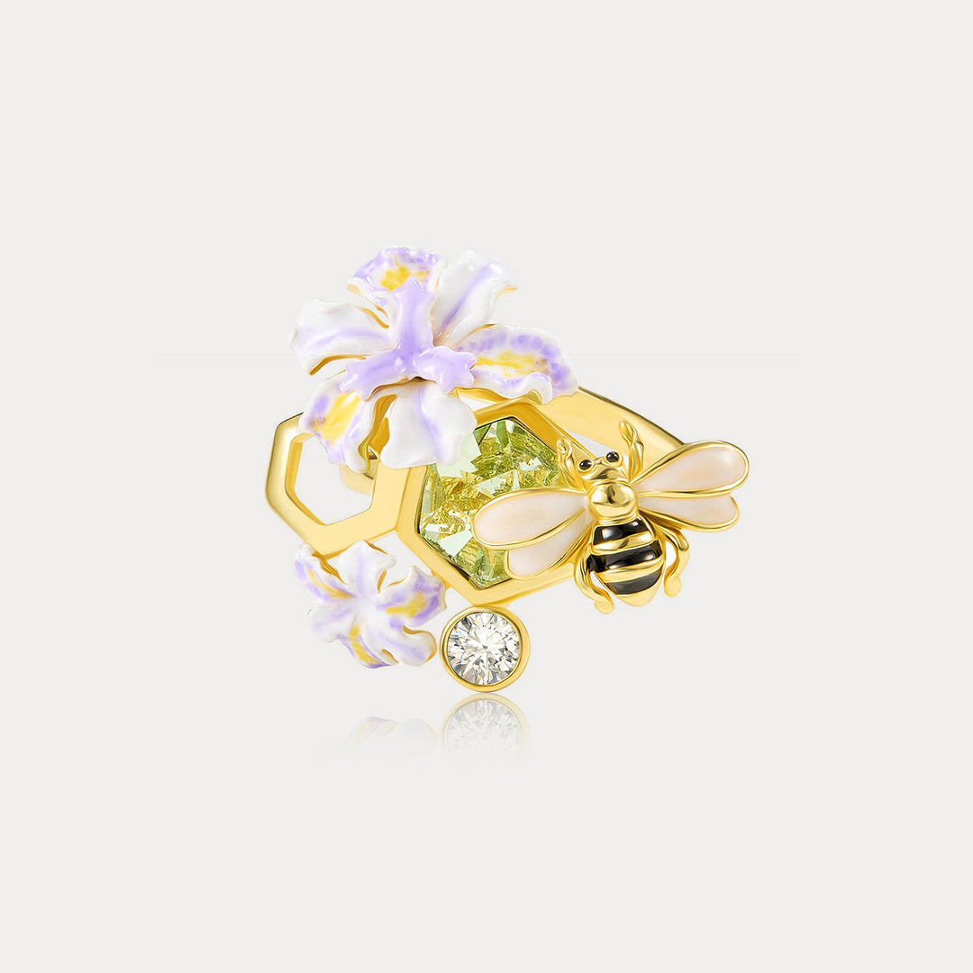 Iris Flower Bee Ring Gift for Girls