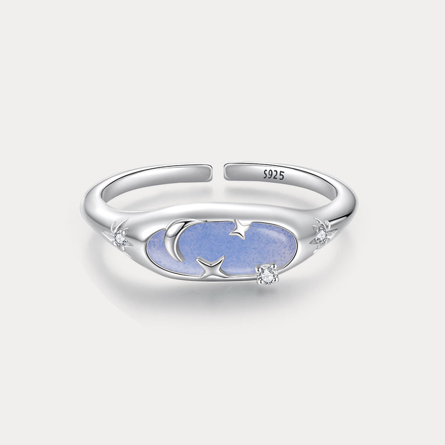 Selenichast Moon and Star Nightstone Ring