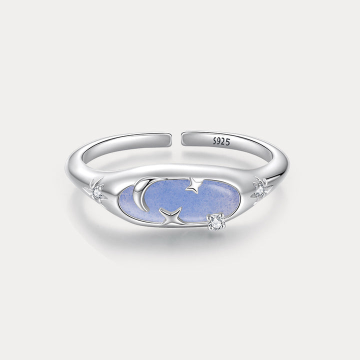 Selenichast Moon and Star Nightstone Ring