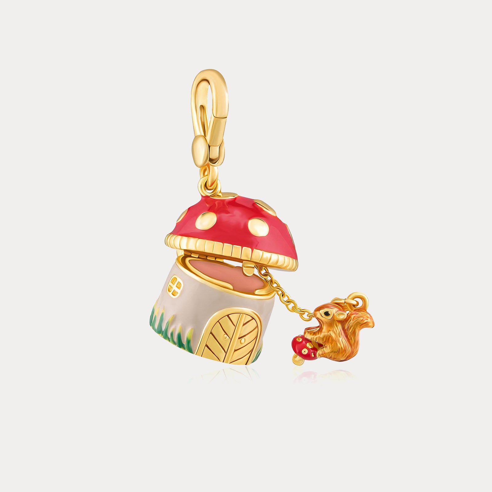 Squirrel and Mushroom Locket Necklace