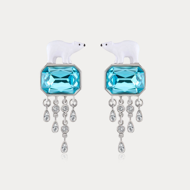 Selenichast Polar Bear Tassel Zircon Earrings