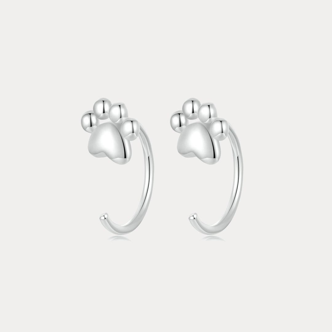 Selenichast Silver Cat Paw Earrings