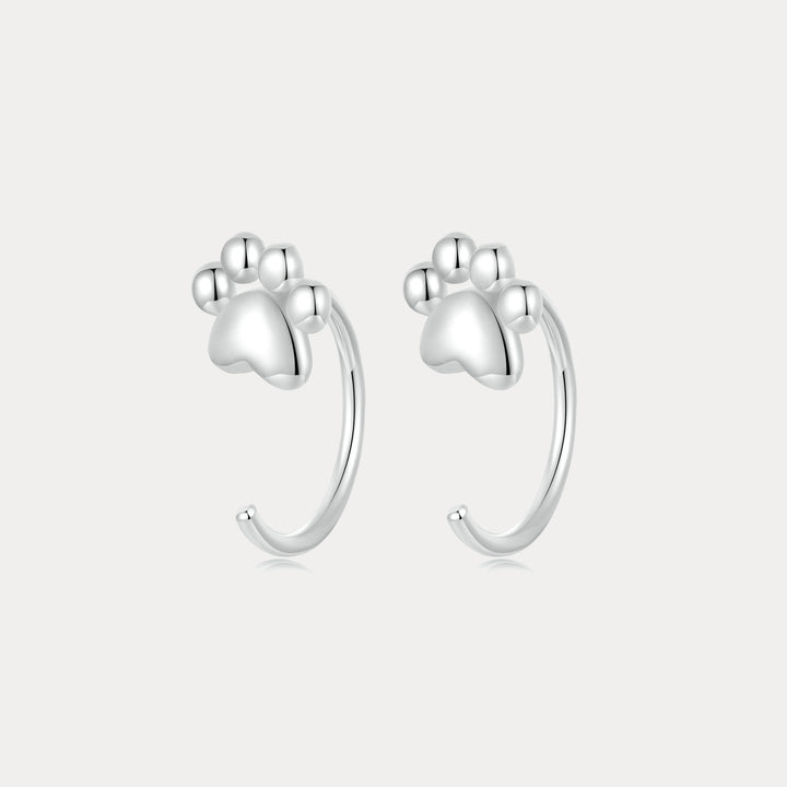 Selenichast Silver Cat Paw Earrings