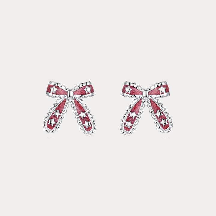 Selenichast Christmas Bow Star Earrings