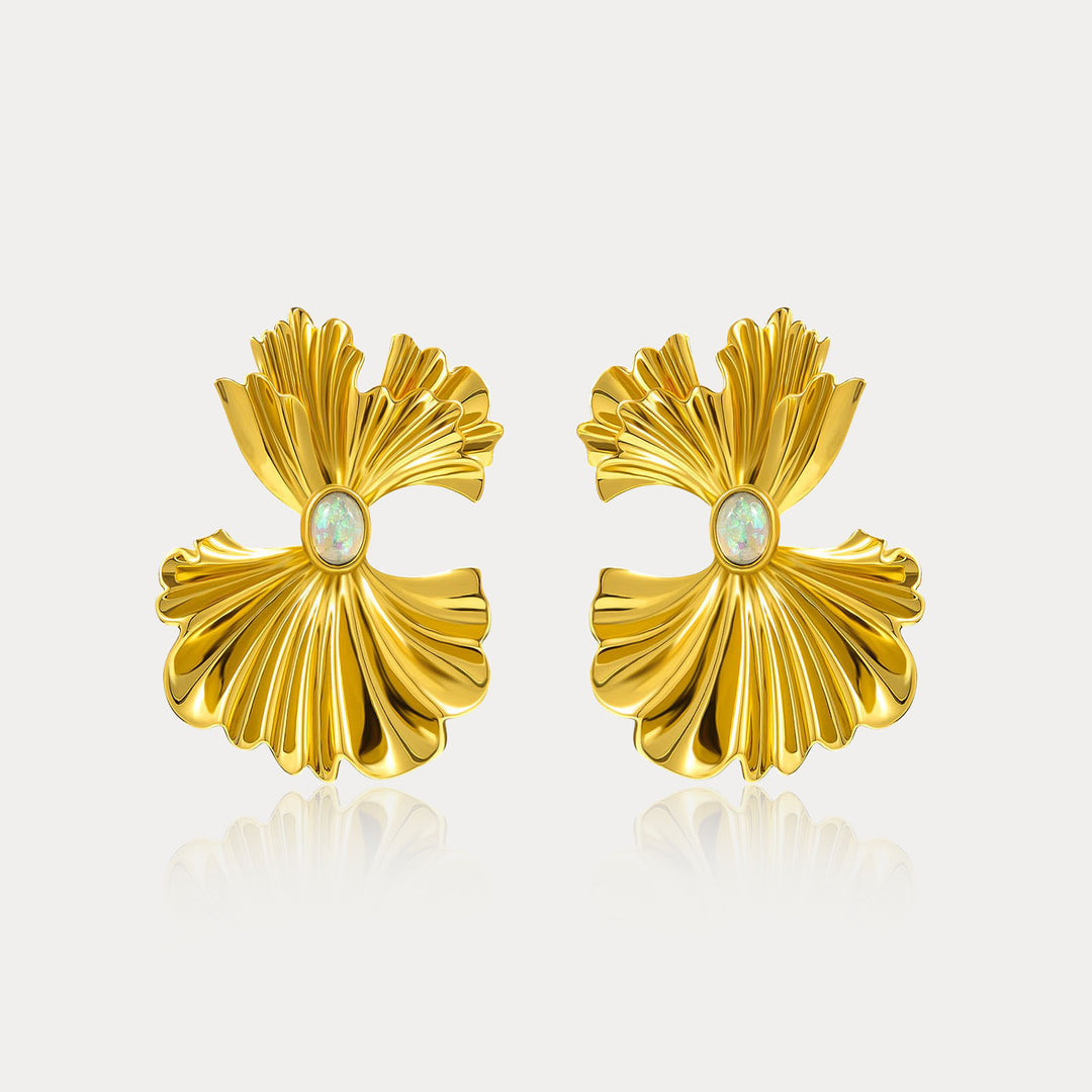 Selenichast Ginkgo leaf Opal Earrings