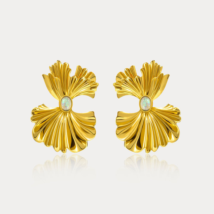 Selenichast Ginkgo leaf Opal Earrings