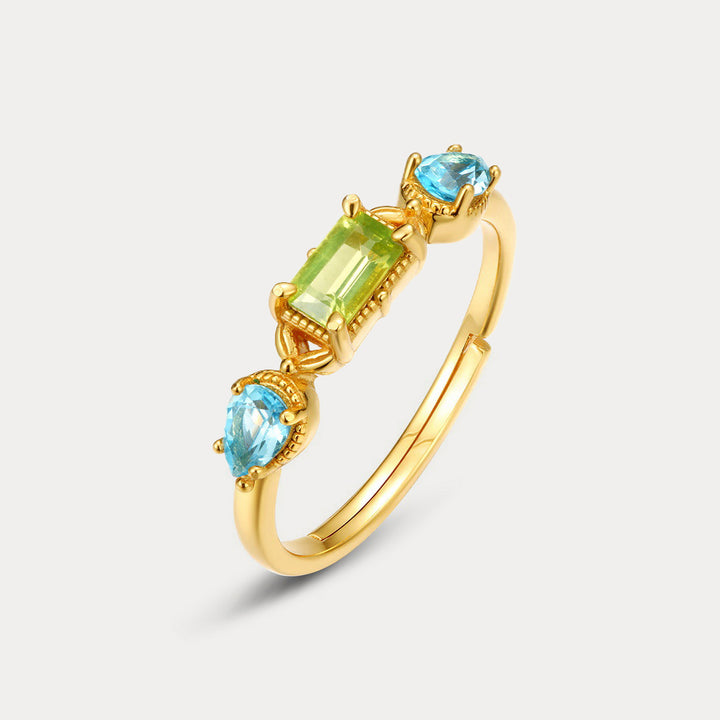 Selenichast Peridot and Topaz Ring