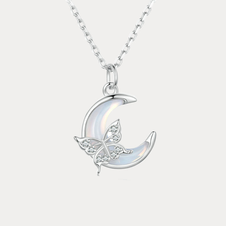 Selenichast Silver Moon Butterfly Necklace