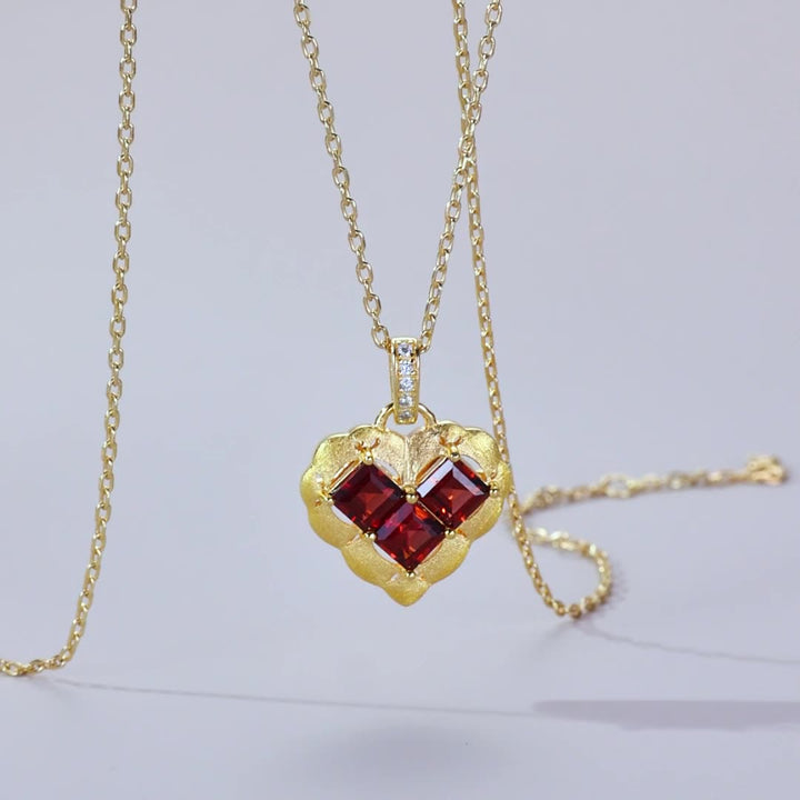 Heart Garnet Necklace