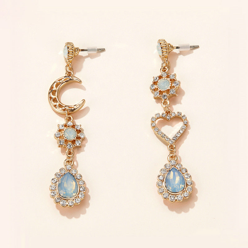 Heart and Moon Teardrop Earrings