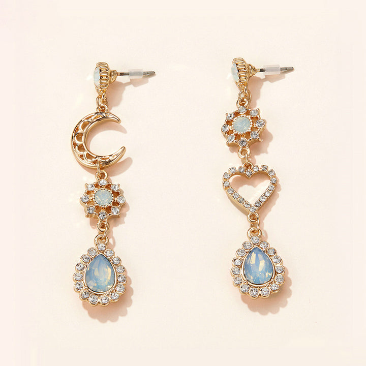 Heart and Moon Teardrop Earrings