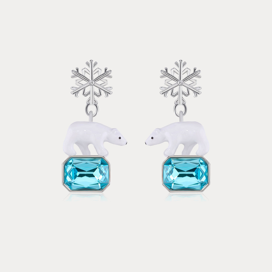 Selenichast Snowflake Polar Bear Earrings