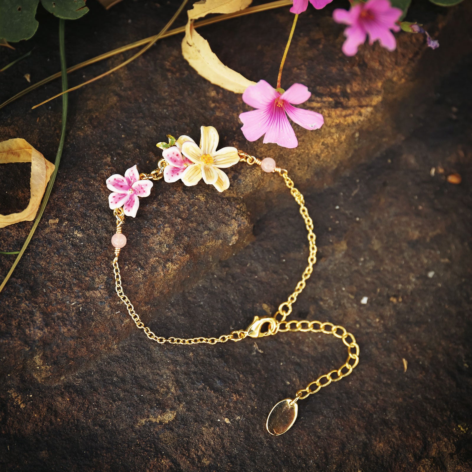 Selenichast Garden Flower Bracelet For Women, Enamel Flower