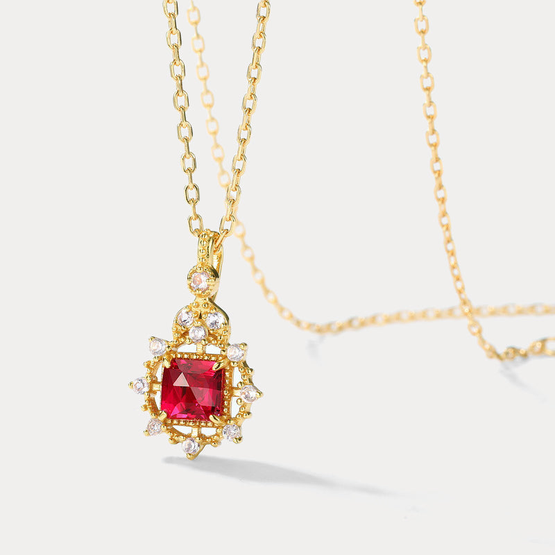 Gold Garnet Diamond Necklace