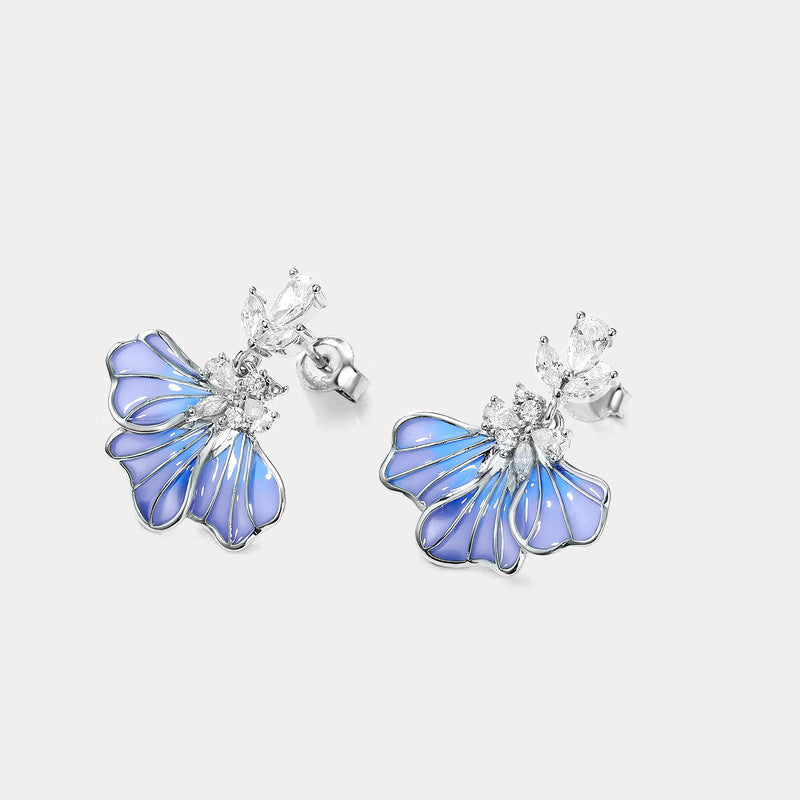 Sterling SIlver Iris Flower Earrings