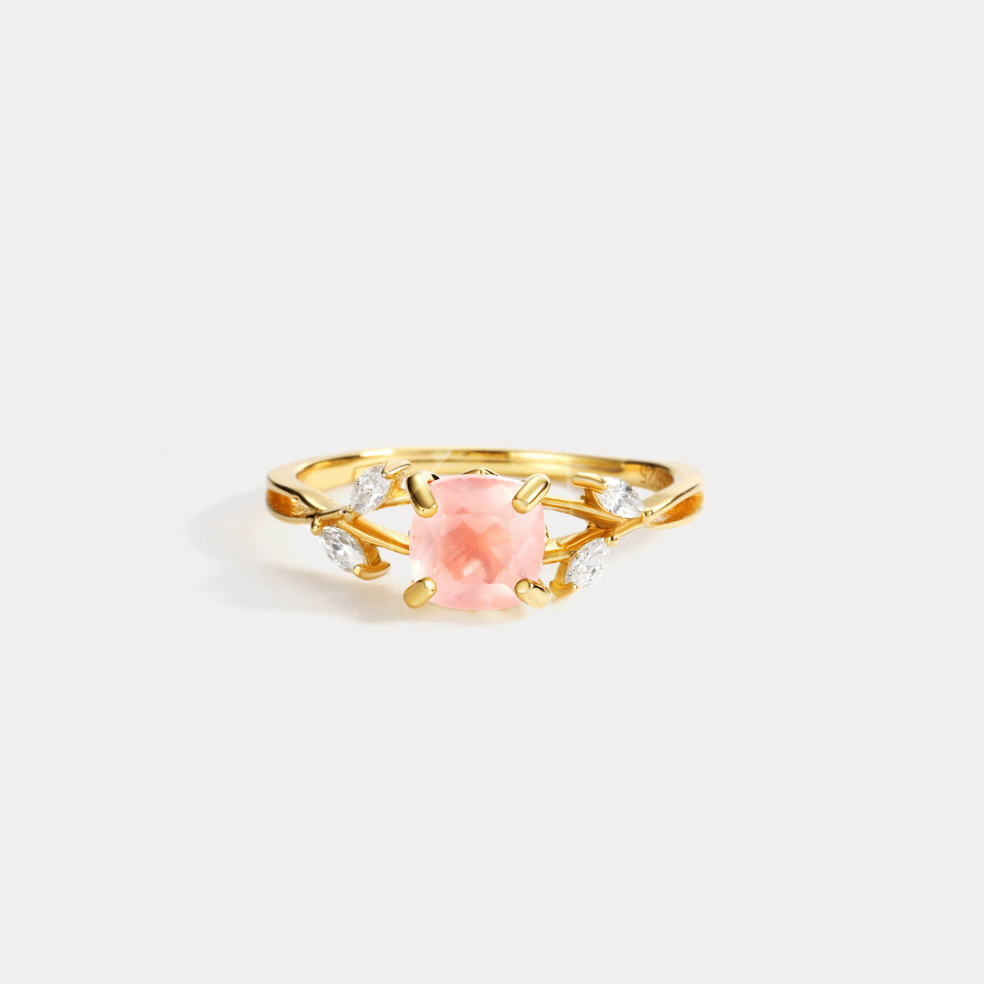 Selenichast Pink Crystal Leaves Ring