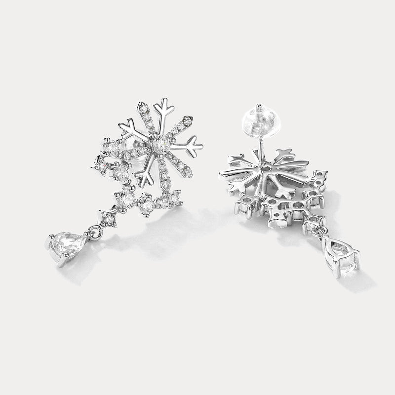 Sterling Silver Cerulean Snowflake Dangle Earrings