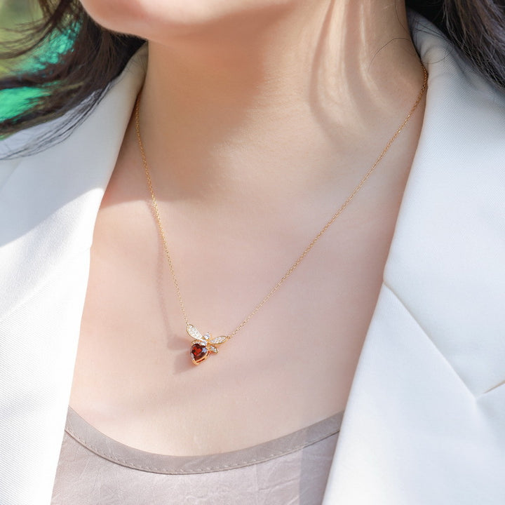 Garnet Honeybee Neckalce