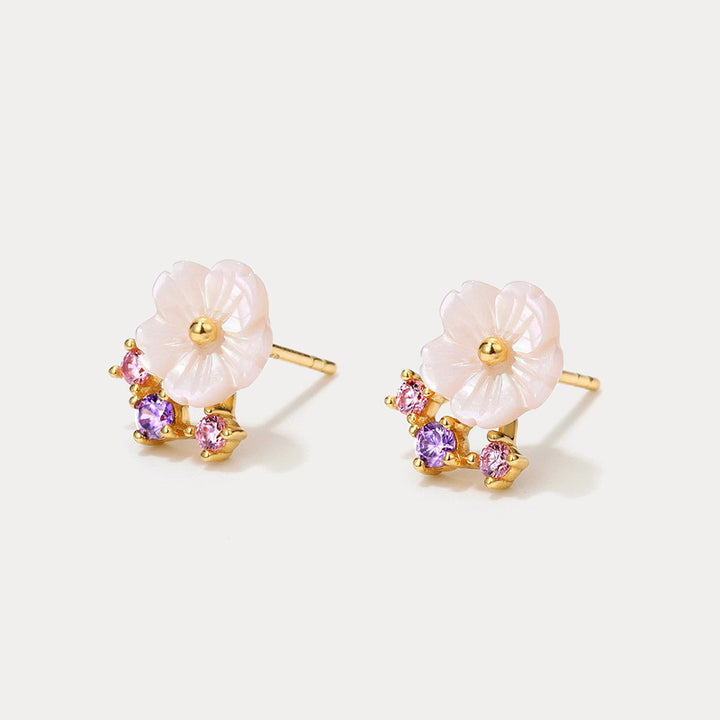 Selenichast Sakura Flower Stud Earrings