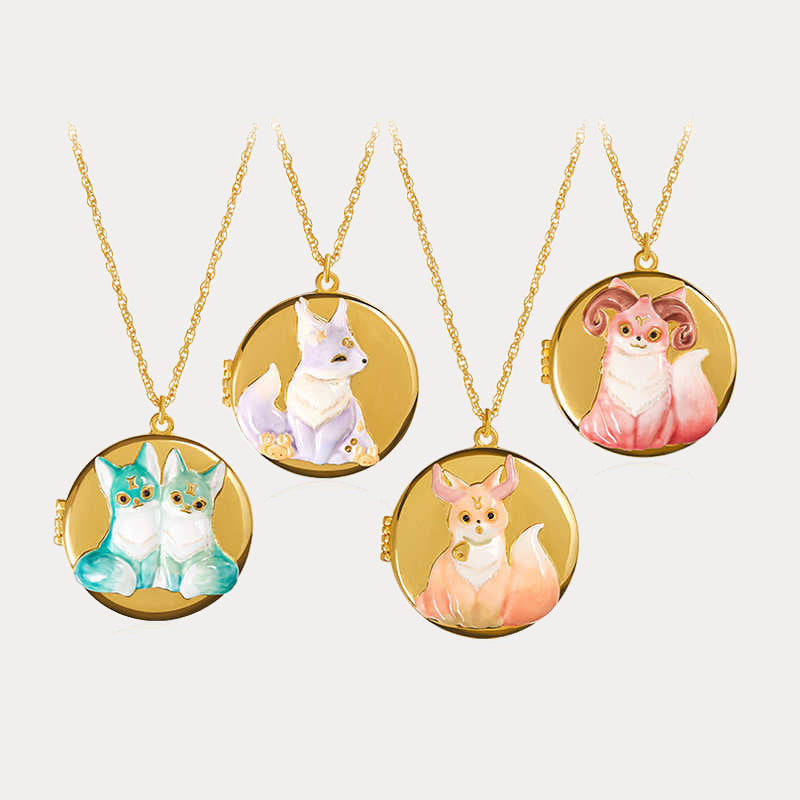 Fox Constellation Locket Necklace