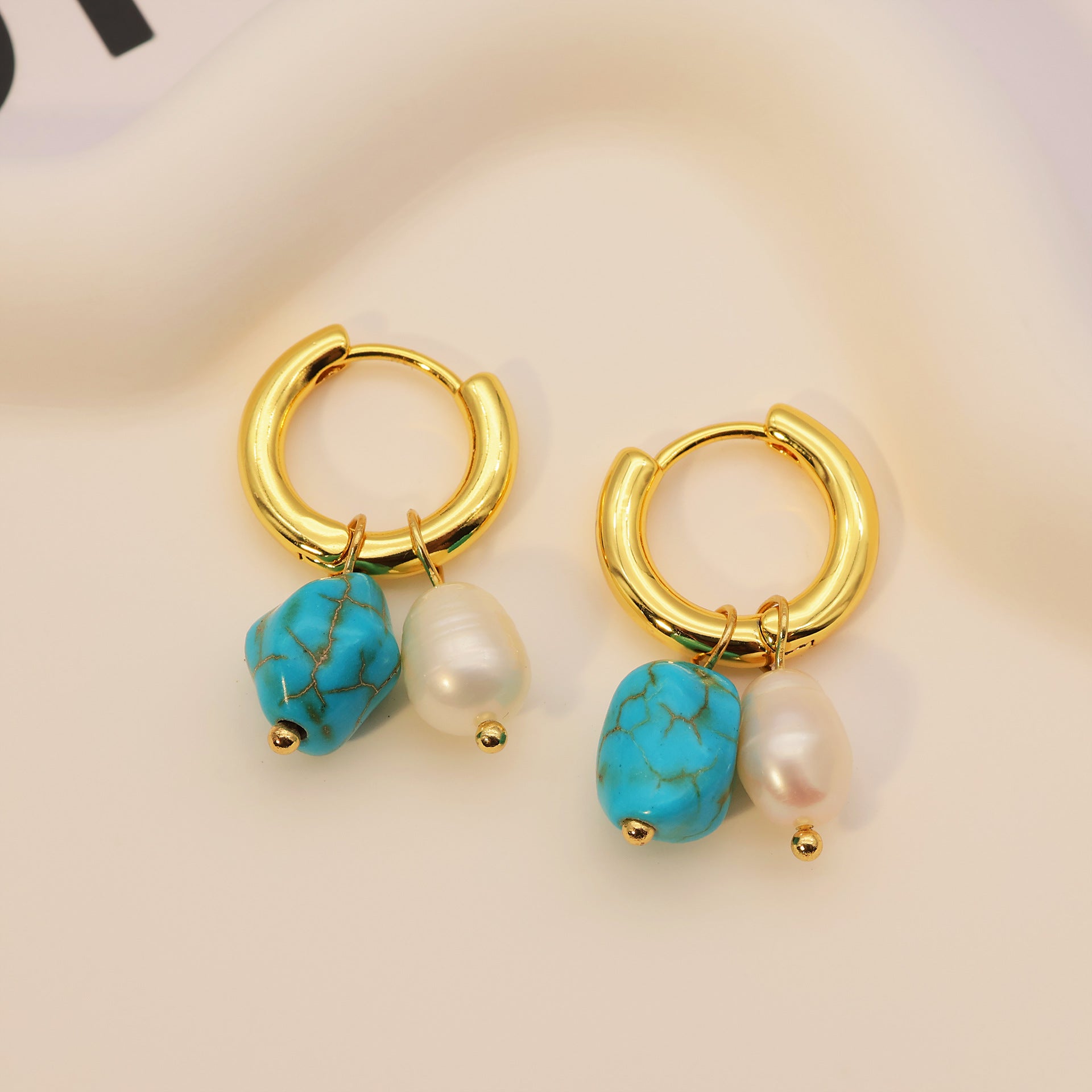 Selenichast Turquoise Hoop Earrings Summer Jewelry